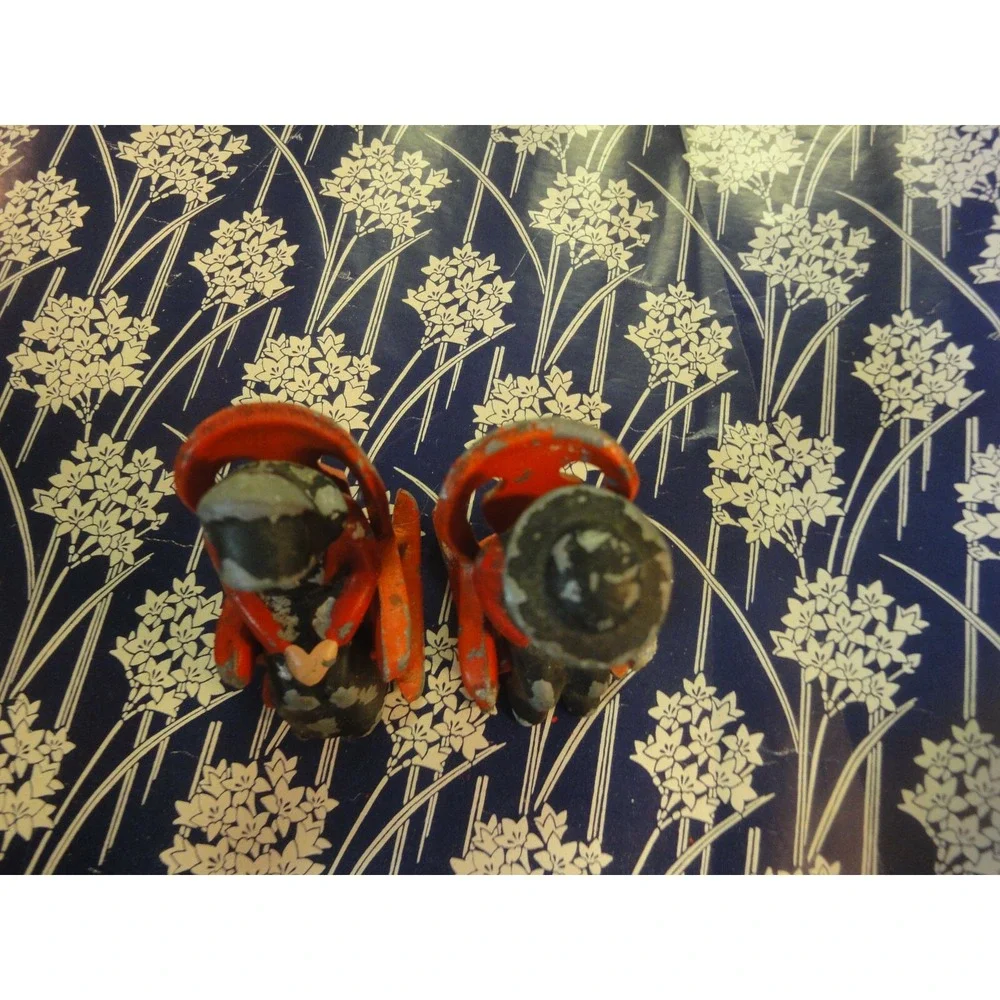 vintage salt‎ & pepper shaker cast iron man woman rocking chairs 4 pieces